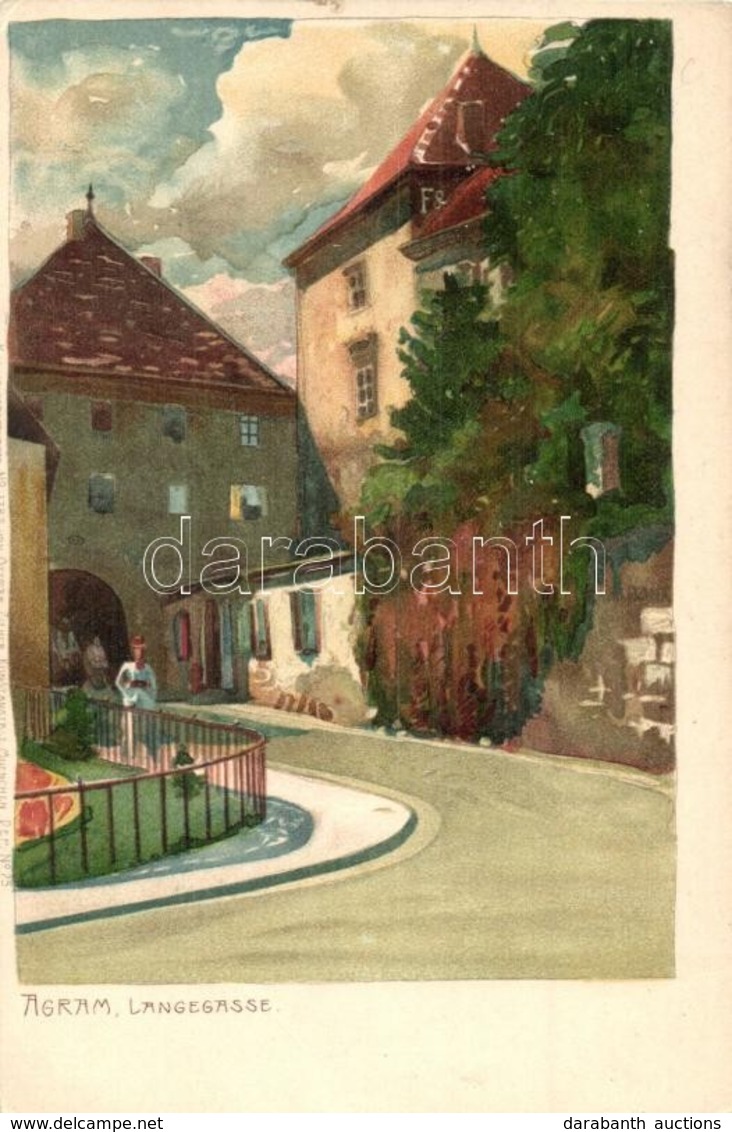 ** T2 Zagreb, Zágráb, Agram; Langegasse / Street. Kuenstlerpostkarte No. 1782. Von Ottmar Zieher, Litho S: Raoul Frank - Ohne Zuordnung