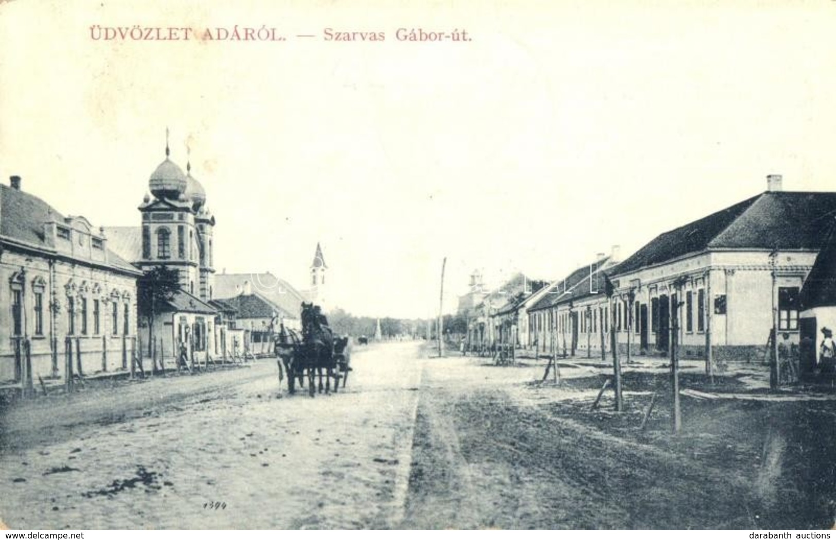 * T2/T3 Ada, Szarvas Gábor út, Zsinagóga. W.L. Bp. 2215. Kiadja Kollonits István Papírkereskedő / Street View With Synan - Ohne Zuordnung