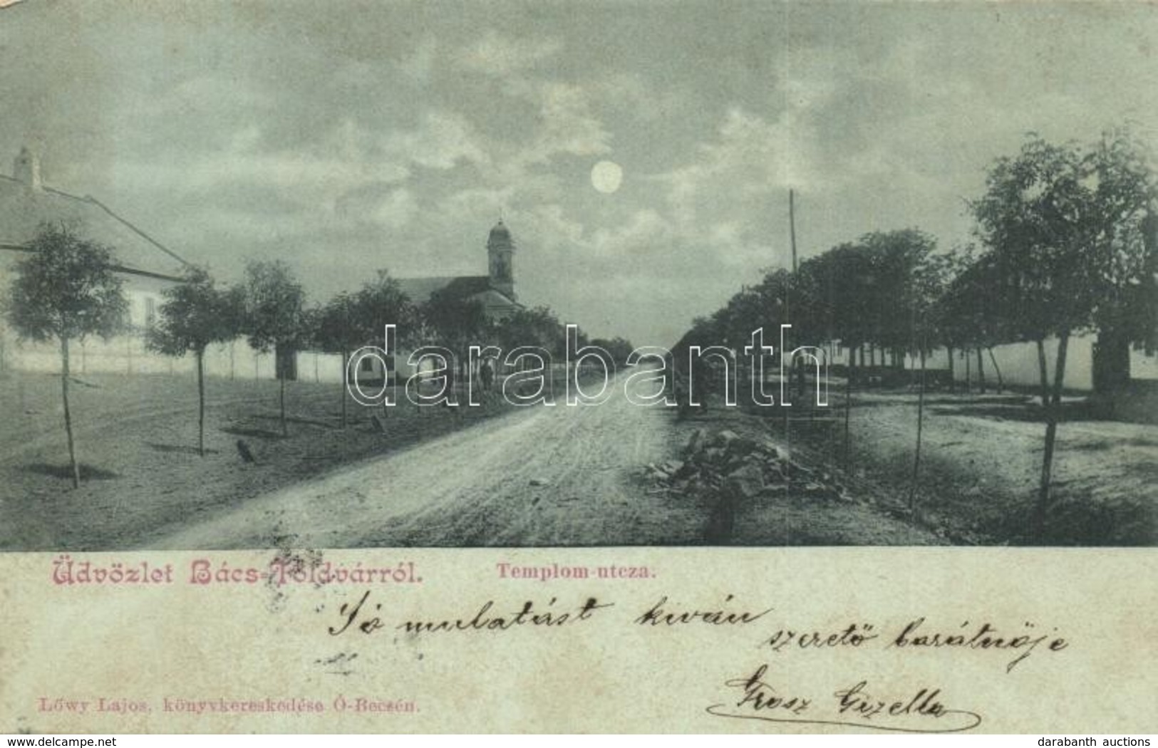 T2/T3 Bácsföldvár, Backo Gradiste; Templom Utca, Este / Street View With Church At Night  (fl) - Ohne Zuordnung