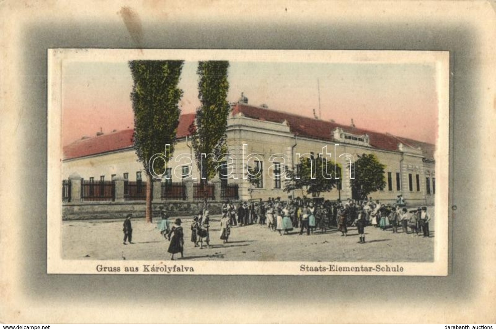 T2/T3 1911 Nagykárolyfalva, Károlyfalva, Karlsdorf, Banatski Karlovac; Állami Elemi Iskola. W.L. Bp. 1227. Ideal. 1911-1 - Non Classés