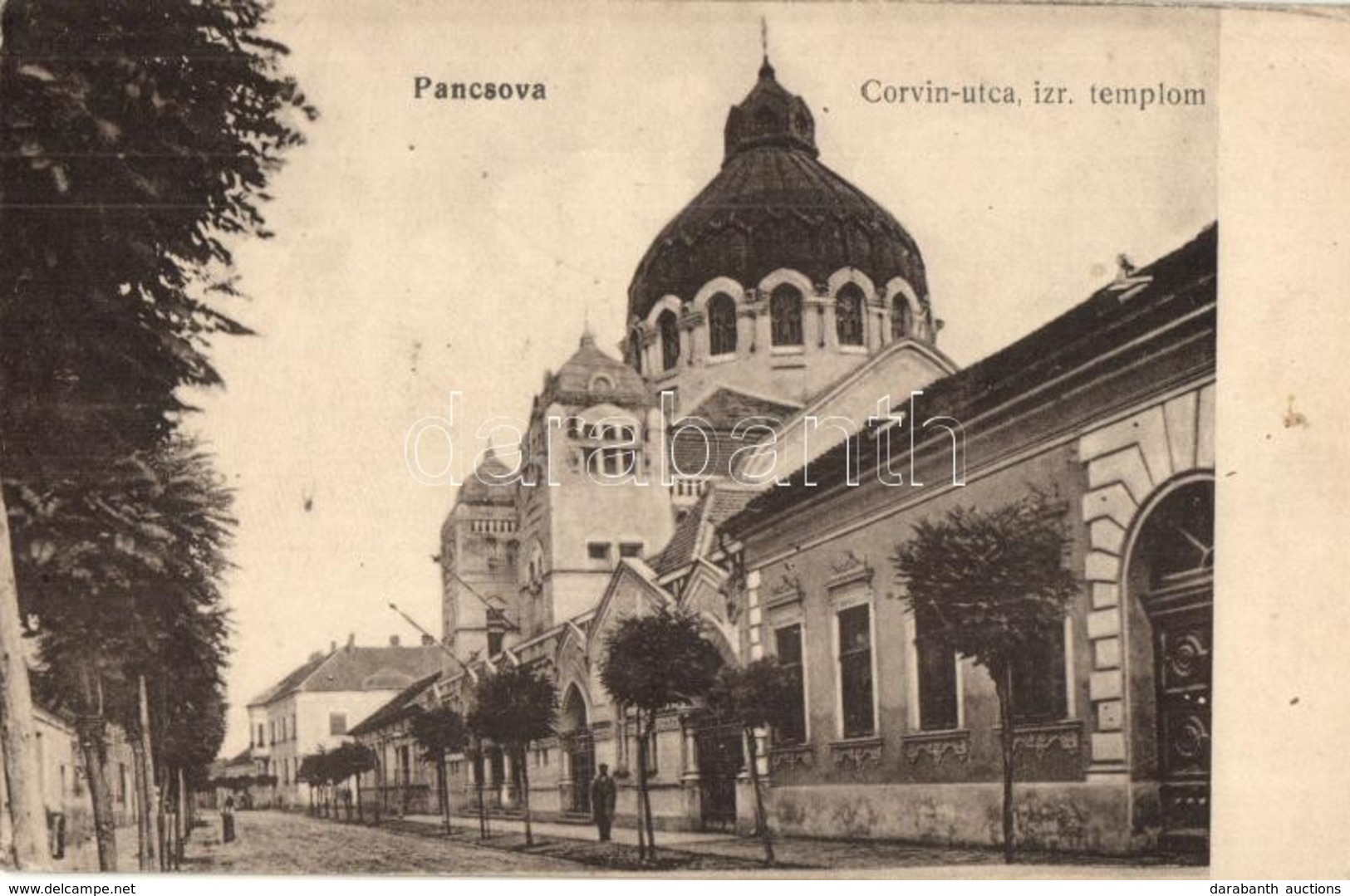 ** T2/T3 Pancsova, Pancevo; Corvin Utca, Izraelita Templom, Zsinagóga / Street View With Synagogue (EK) - Ohne Zuordnung