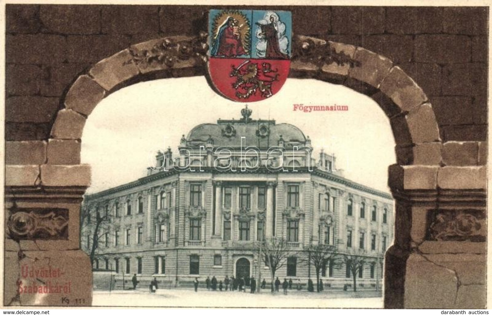 * T1/T2 Szabadka, Subotica; Főgimnázium. Szecessziós Litho Keret Címerrel. Kiadja Heumann Mór / Grammar School. Art Nouv - Ohne Zuordnung