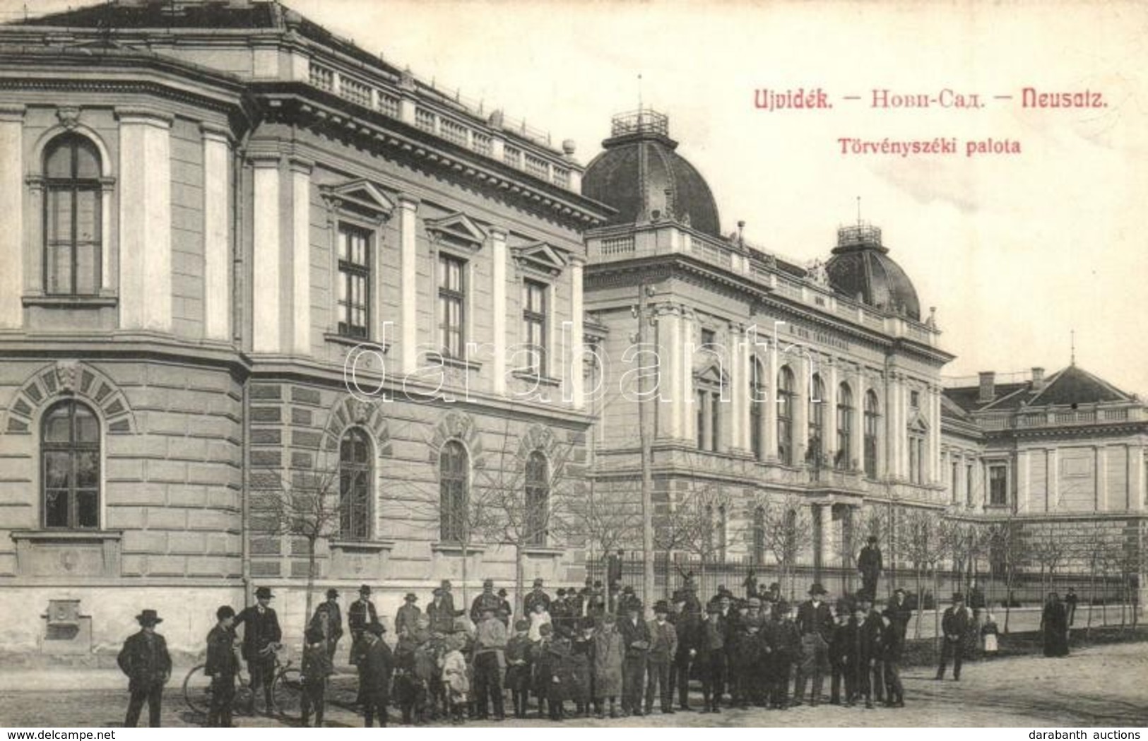 T2 1909 Újvidék, Neusatz, Novi Sad; Törvényszéki Palota, Kerékpáros. Klein Vilmos Bazár Kiadása / Palace Of The Court Of - Ohne Zuordnung