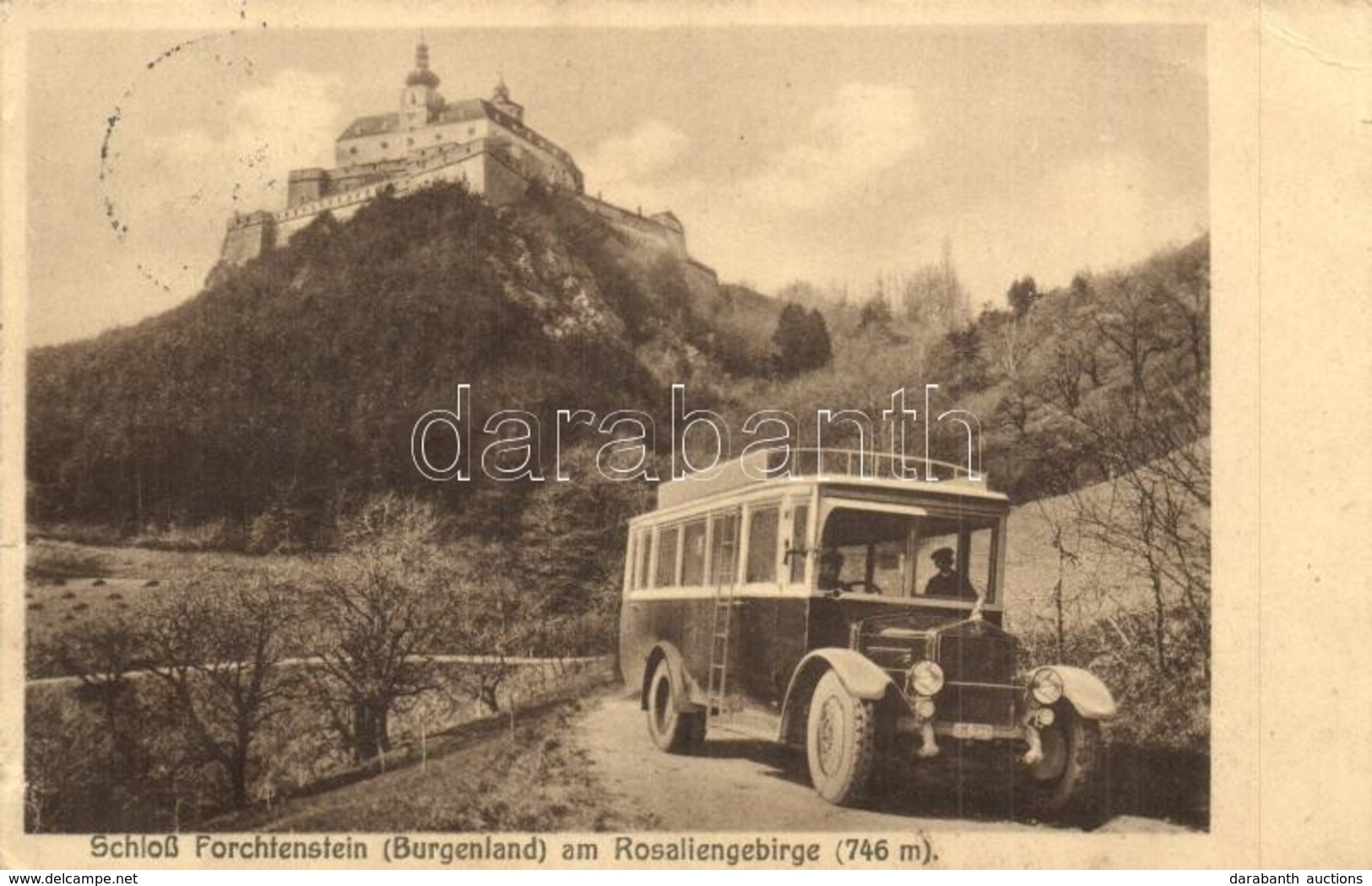 T2/T3 Fraknó, Forchtenstein; Rozália Hegység Autóbusszal, Vár / Rosaliengebirge / Castle With Autobus (apró Szakadás / T - Ohne Zuordnung