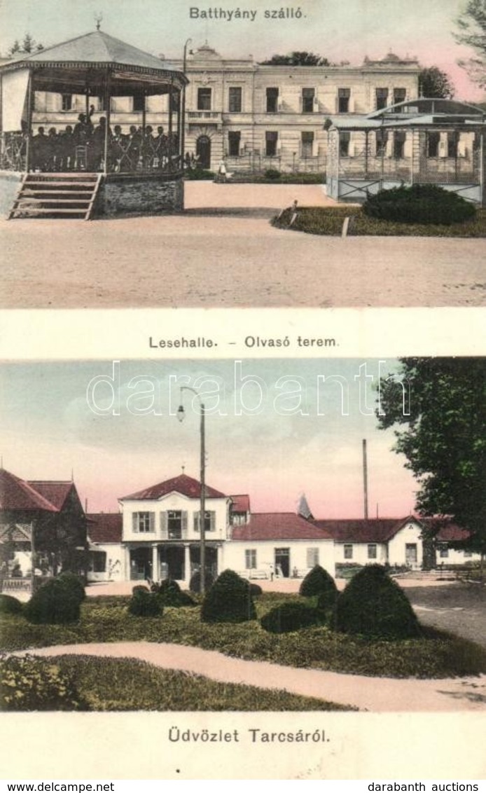 T2/T3 1911 Tarcsa, Tatzmannsdorf; Batthyány Szálló, Olvasóterem. Hönigmann Jakab Kiadása / Hotel Mit Lesehalle / Hotel A - Ohne Zuordnung