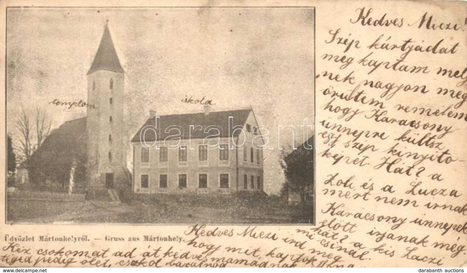T2/T3 1899 Mártonhely, Martjanci; Templom és Iskola / Church And School (fl) - Non Classés