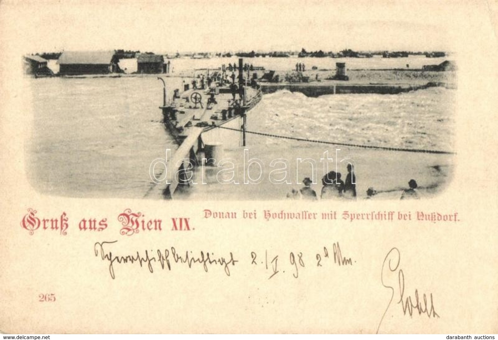 * T2/T3 1898 Vienna, Wien XIX. Donau Bei Hochwasser Mit Sperrschiff Bei Nussdorf / The Blocking Ship At Flood (EK) - Non Classés