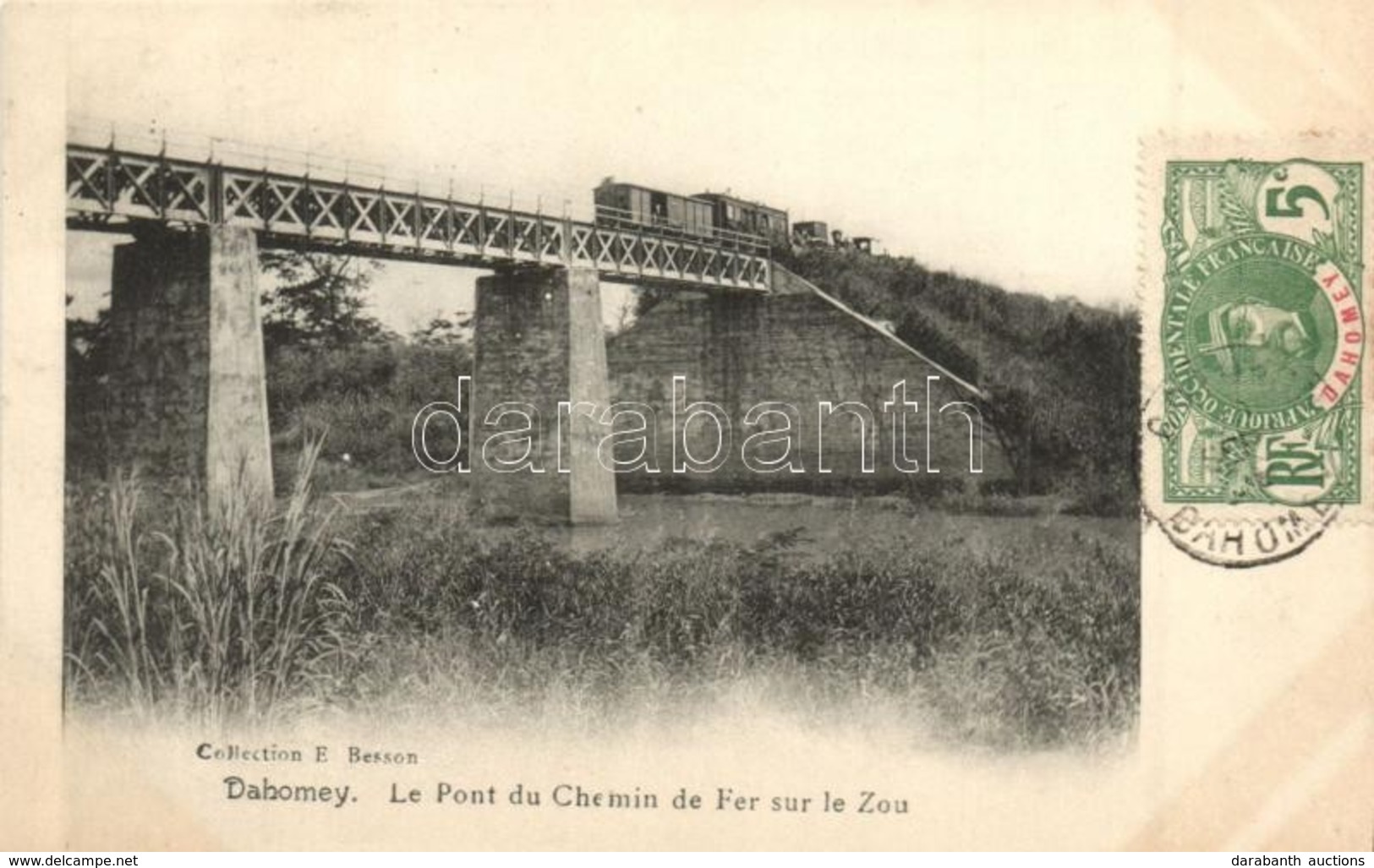 * T1/T2 Dahomey, Le Pont Du Chemin De Fer Sur Le Zou / Railway Bridge With Train Over The Zou River - Non Classés