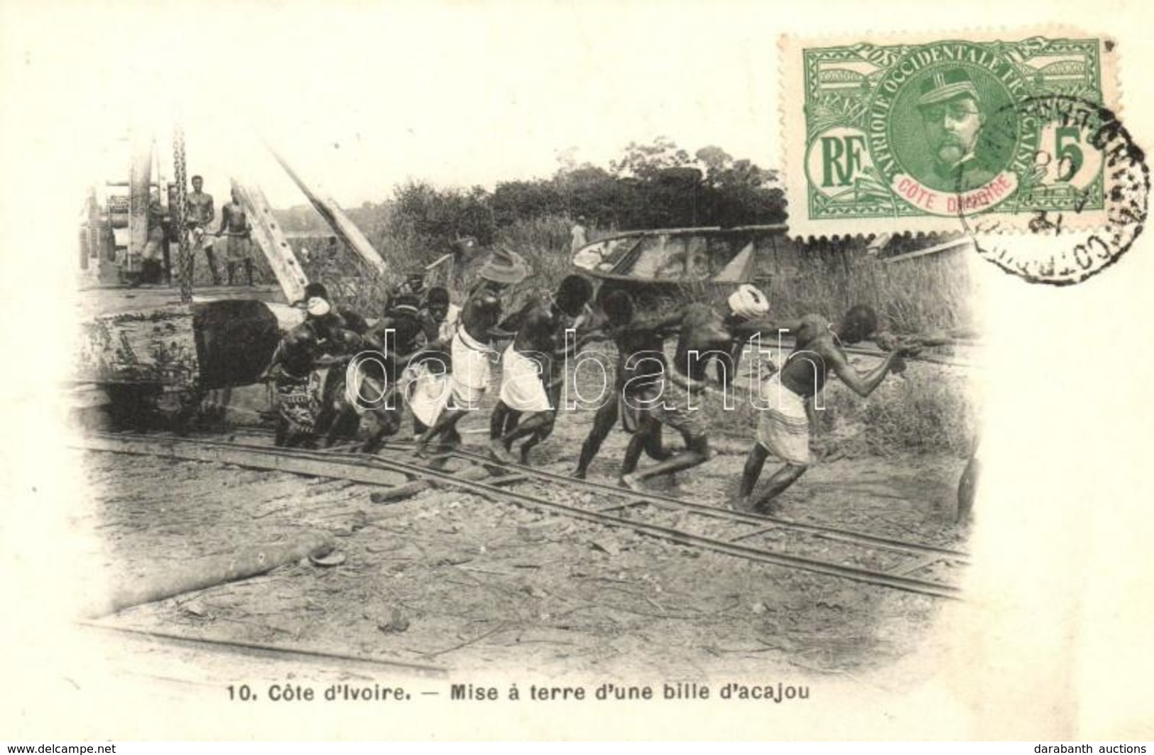 * T1/T2 Cote D'Ivoire, Ivory Coast; Mise A Terre D'une Bille D'acajou / Grounding A Mahogany Log, African Folklore - Non Classés
