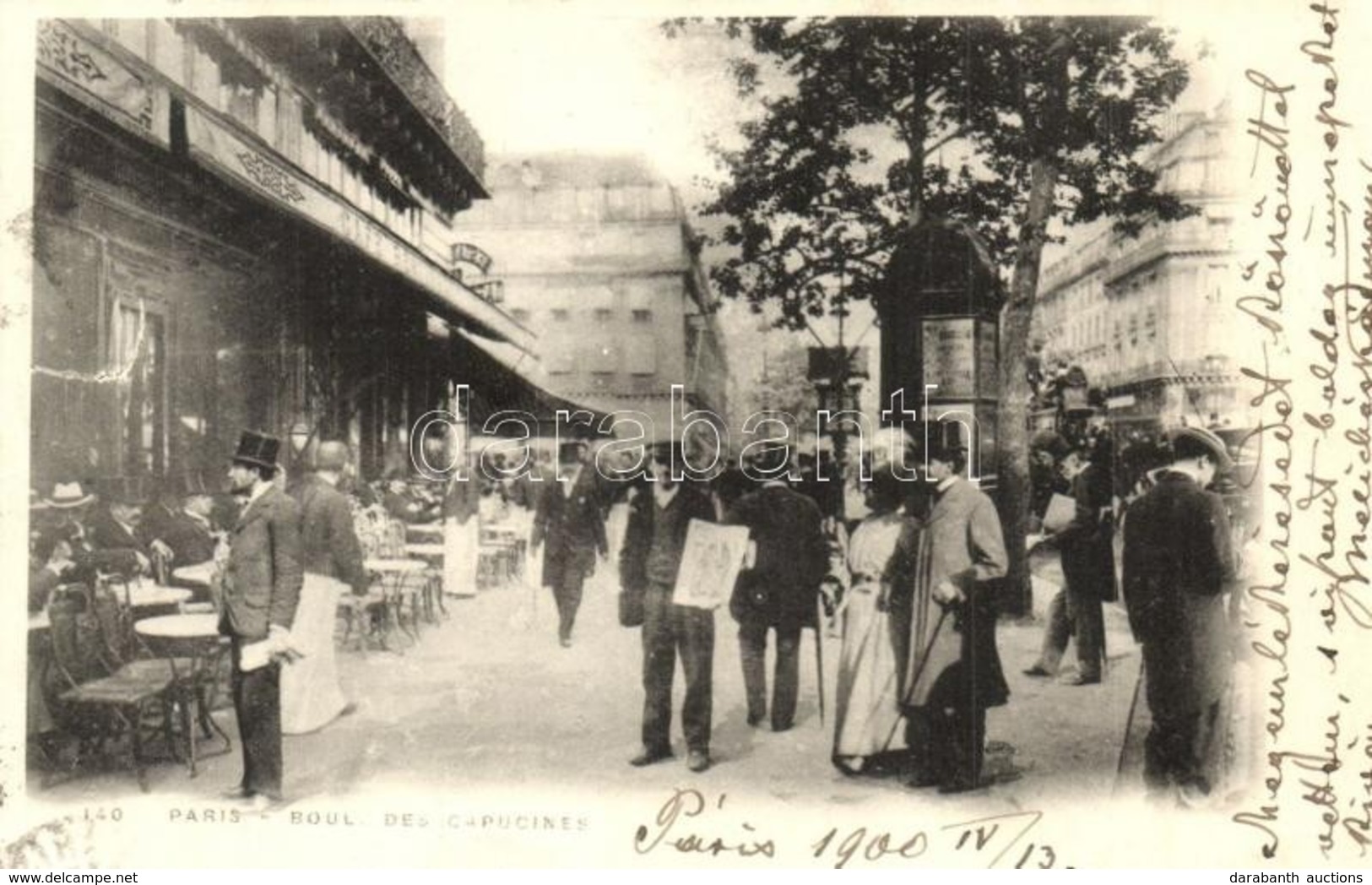 T2/T3 1900 Paris, Boulevard Des Capucines / Street View With Cafe And Restaurant Terrace (EK) - Non Classés