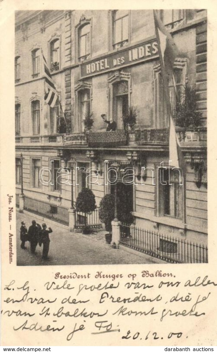 T2/T3 1900 Amsterdam, President Kruger Op Balkon, Hotel Des Indes / Paul Kruger On The Balcony Of The Hotel  (EK) - Ohne Zuordnung