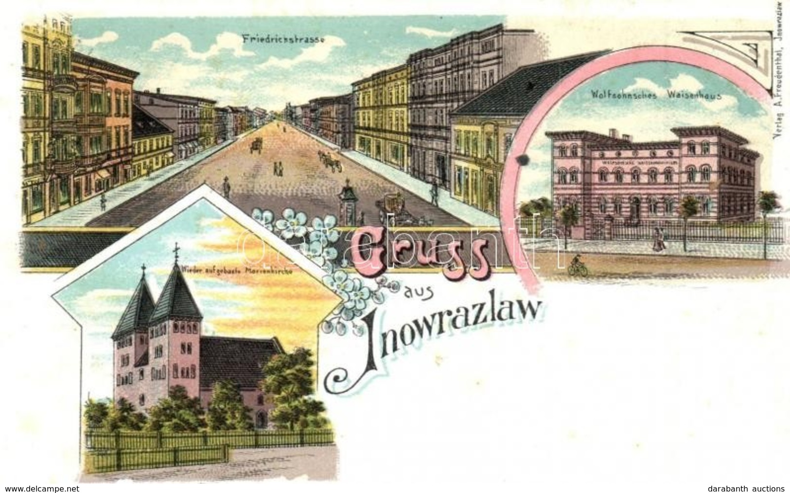 ** T1/T2 Inowroclaw, Inowrazlaw; Friedrichstrasse, Wolfsohnsches Waisenhaus, Wieder Aufgebaute Marienkirche / Street, Or - Non Classés