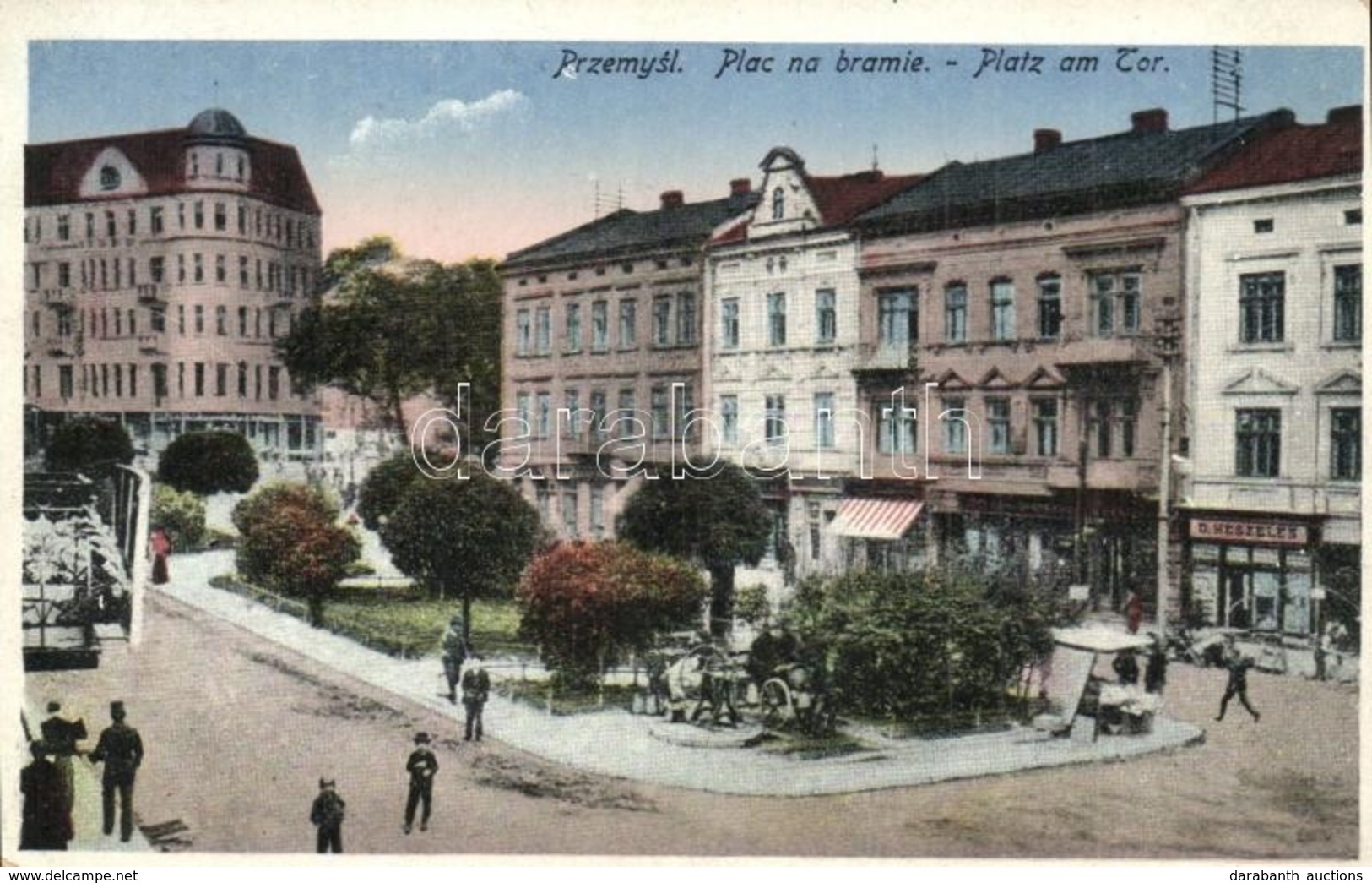 * T1/T2 Przemysl, Plac Na Bramie / Platz Am Tor / Square, Water Carriage With Well, Shop Of D. Heszeles - Non Classés