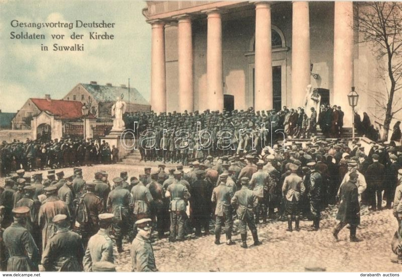 ** T2/T3 Suwalki, Gesangsvortrag Deutscher Soldaten Vor Der Kirche / German Soldiers' Choir In Front Of The Church In WW - Non Classés