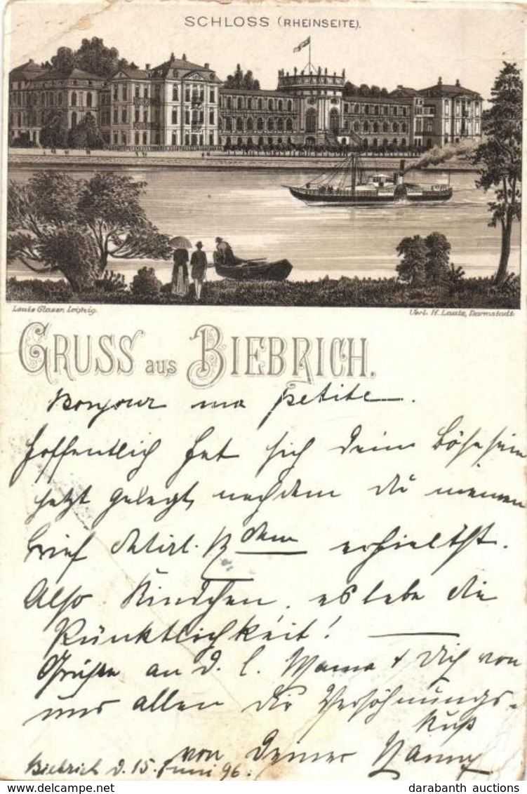 T3 1896 (Vorläufer!) Biebrich, Schloss / Castle. Louis Glaser Litho (EB) - Ohne Zuordnung