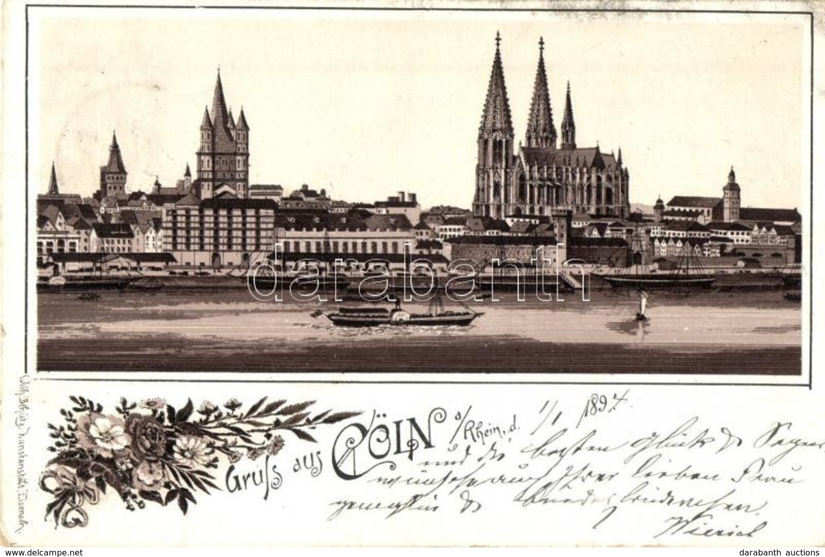 T2/T3 1893 (Vorläufer!) Köln, Cologne, Cöln; Wilh. Schütz Floral, Litho - Non Classés