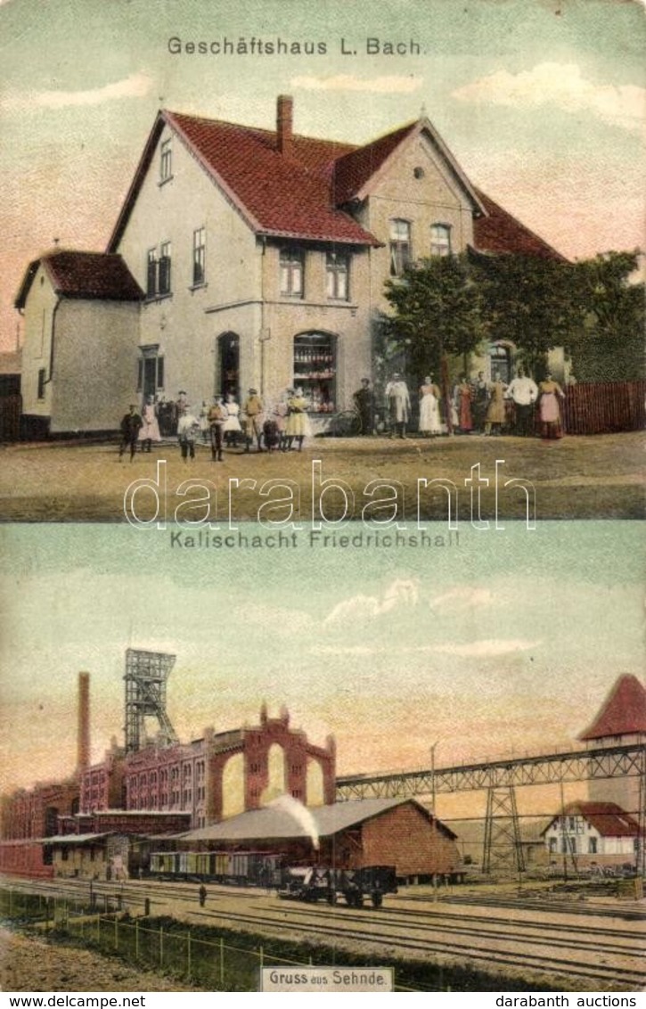 T2 1910 Sehnde, Geschäftshaus L. Bach, Kalischacht Friedrichshall / Shop And Potash Salt Mine, Industrial Railway With L - Ohne Zuordnung