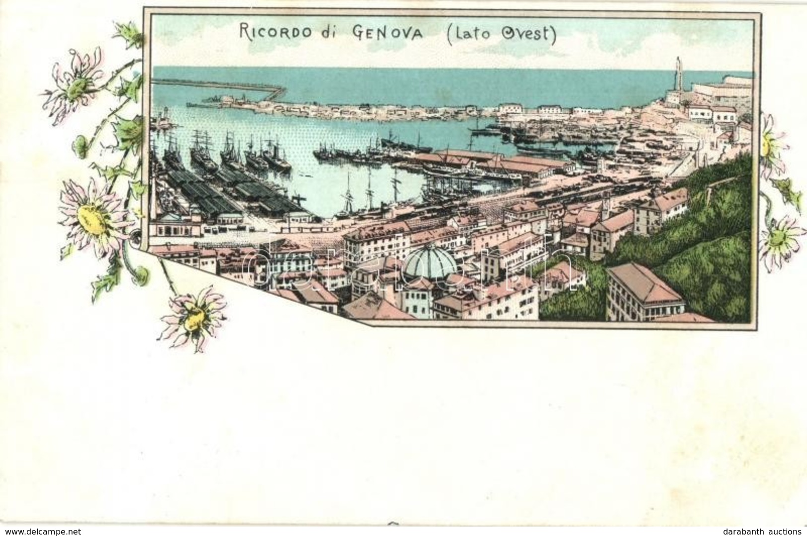 ** T2 Genova, Genoa; Riccordo Di Lato Ovest. Floral Litho - Non Classés