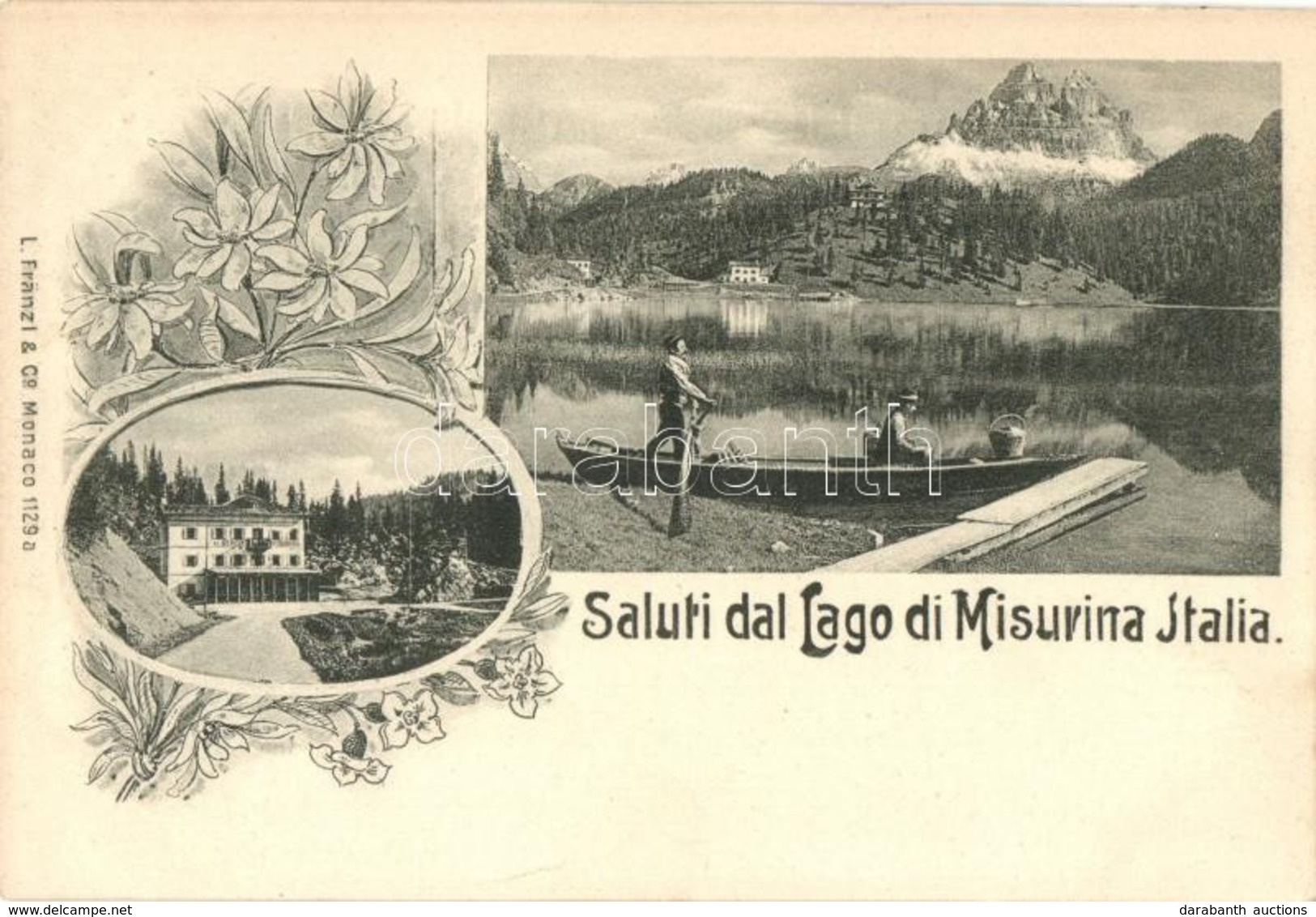 ** T1/T2 Lago Di Misurina, Albergo / Lake And Hotel. Art Nouveau, Floral - Non Classificati