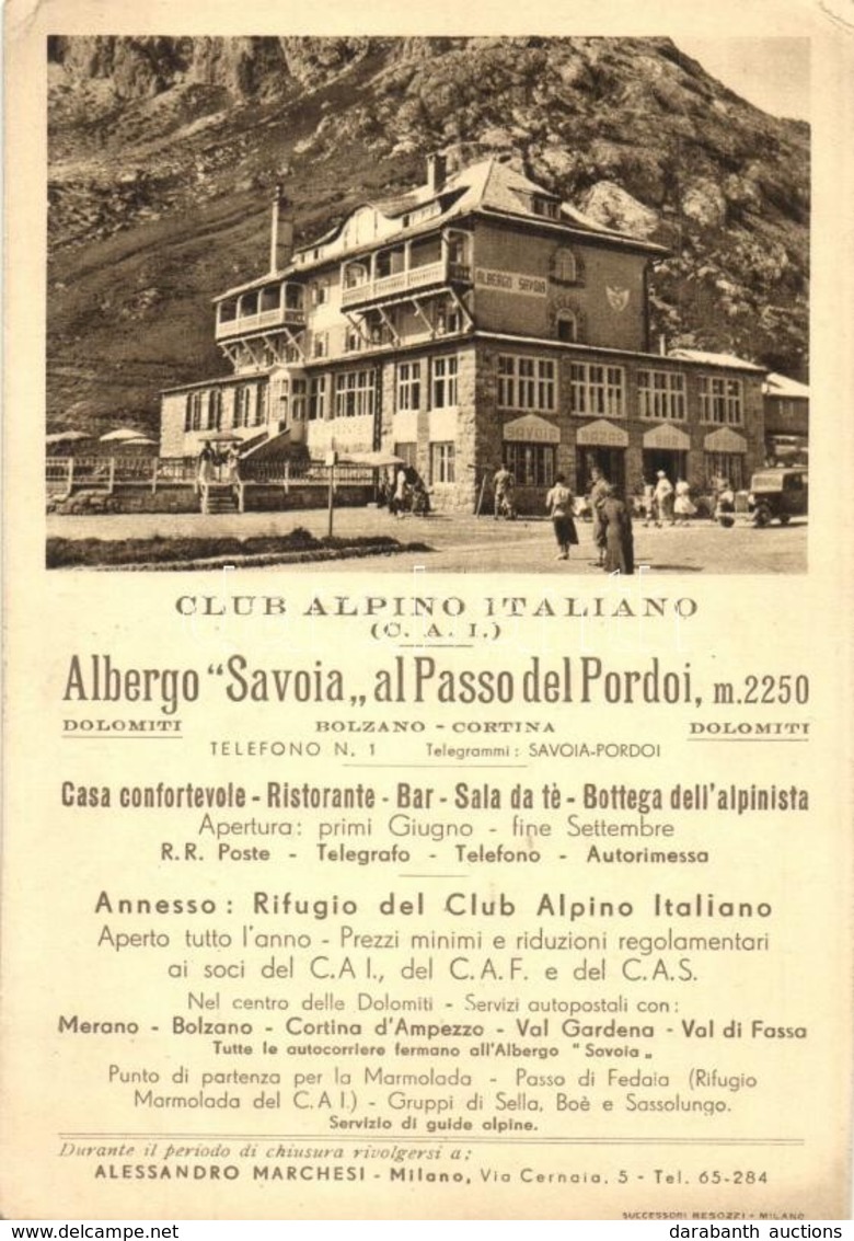 ** T2/T3 Passo Del Pordoi, Pordoi Pass (Dolomites); Albergo Savoia (Club Alpino Italiano) / Hotel (EK) - Non Classés