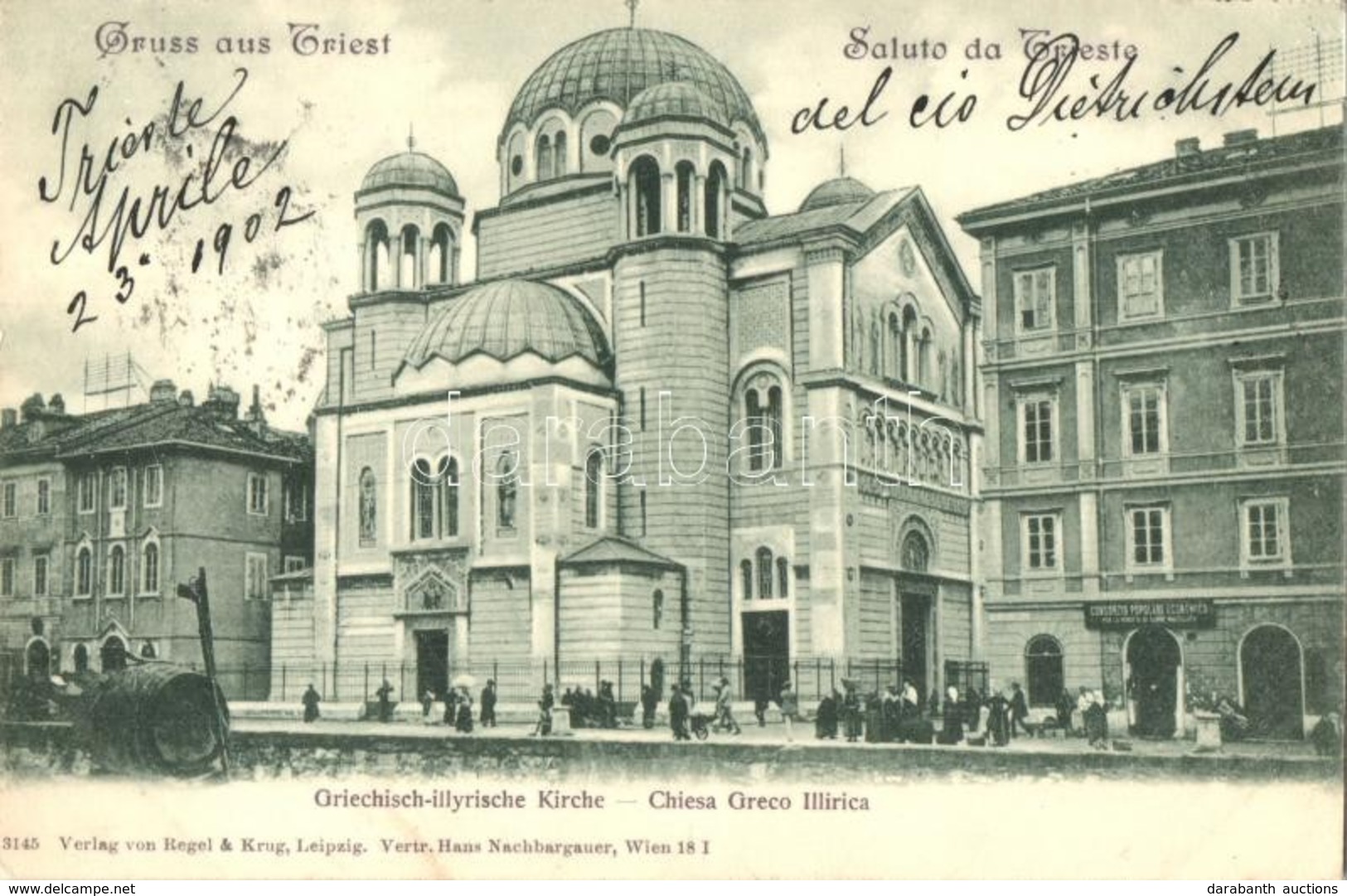 T2/T3 1902 Trieste, Chiesa Greco Illirica, Consorzio Popolare Economico / Greek Illyrian Church, People's Economic Conso - Ohne Zuordnung