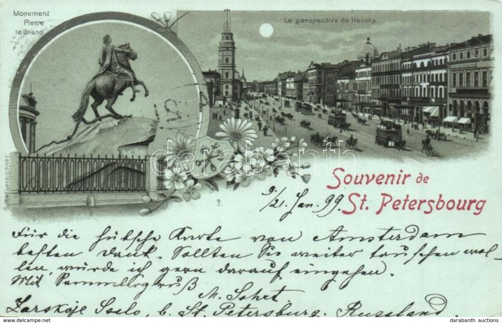 * T2 1899 (Vorläufer!) Saint Petersburg, St. Petersbourg; Monument Pierre Le Grand, Nevsky. Louis Glaser Art Nouveau, Fl - Ohne Zuordnung