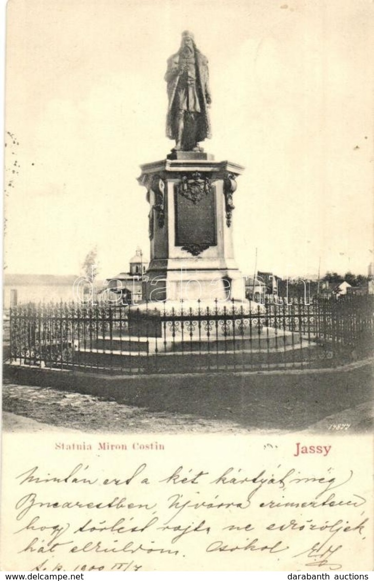 T2 1900 Iasi, Jassy, Jászvásár; Statuia Miron Costin, Marca Judetului / Statue - Non Classés