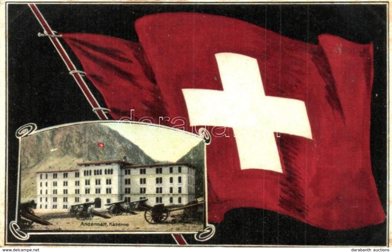 ** T1 Andermatt, Kaserne / Military Barracks. Swiss Flag. Carl Künzli 1837. - Ohne Zuordnung