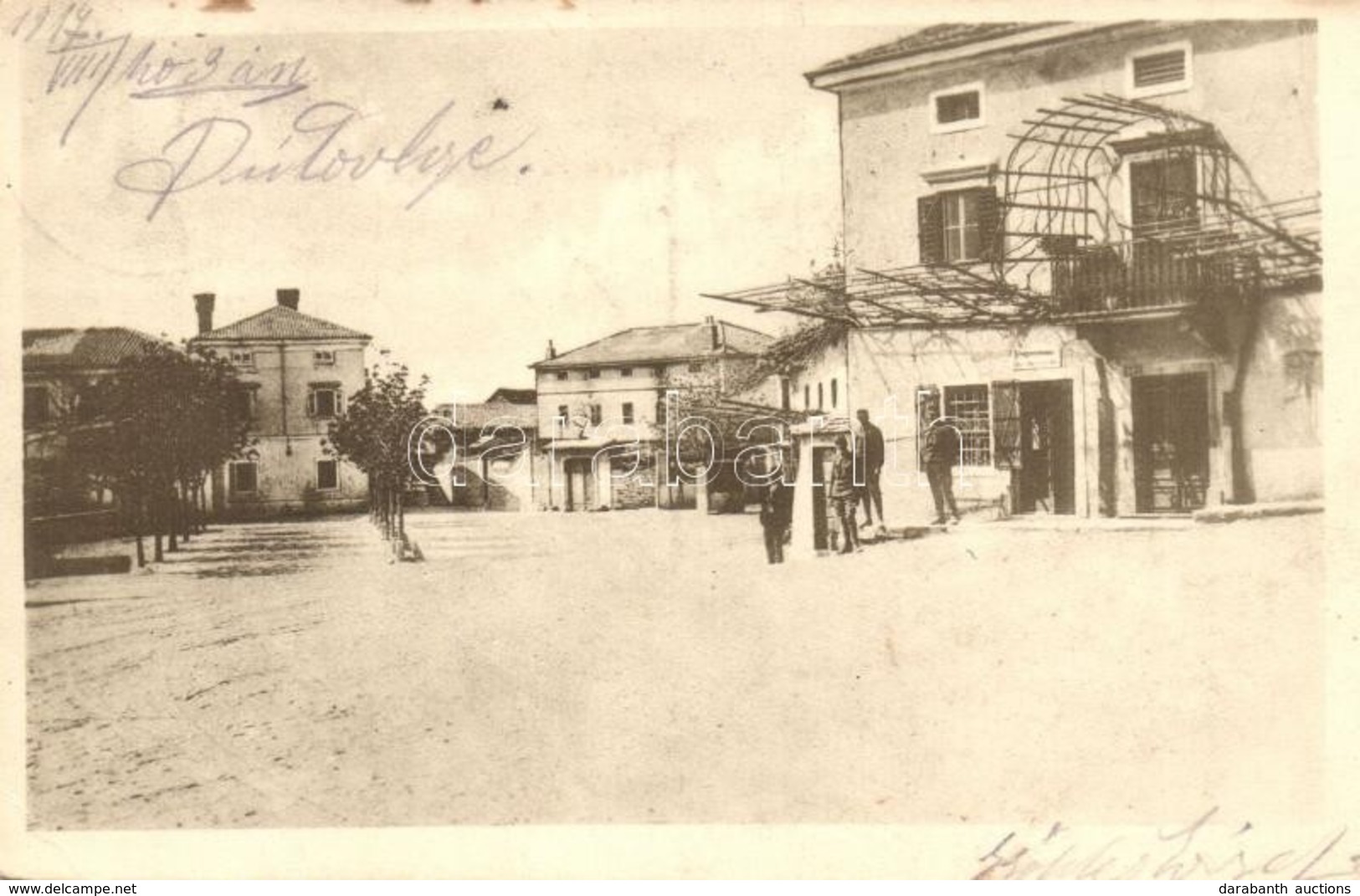 T2/T3 1917 Dutovlje, Duttogliano; Square With Soldiers + 415. Sz. Tábori Postahivatal  (EK) - Ohne Zuordnung