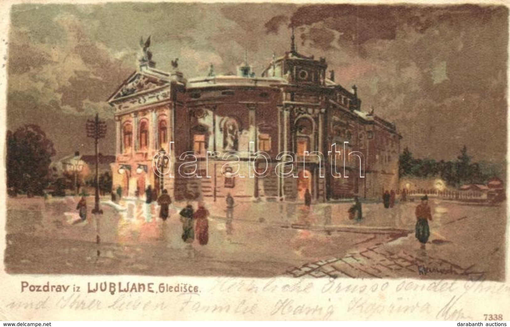 * T2/T3 Ljubljana, Laibach; Gledisce / Theatre. Litho Art Postcard S: Heinisch (Rb) - Non Classés