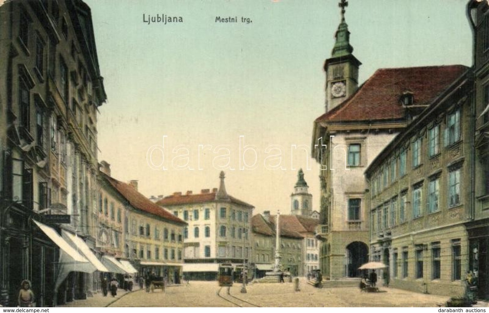 ** T2/T3 Ljubljana, Laibach; Mestni Trg. / Square, Tram. Photobrom 1910. (Rb) - Ohne Zuordnung