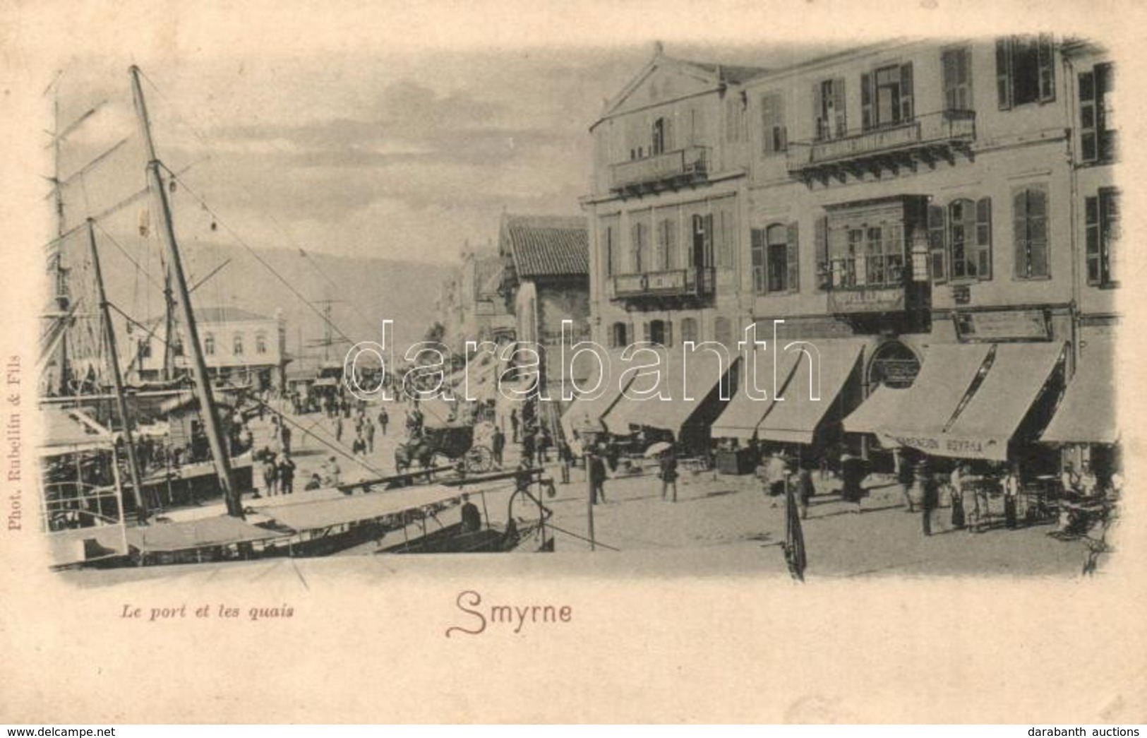 T2 1900 Izmir, Smyrne; Le Port Et Les Quias, Boulangerie Francois / Port View With Quay, Hotel Elpiniki, French Bakery O - Ohne Zuordnung