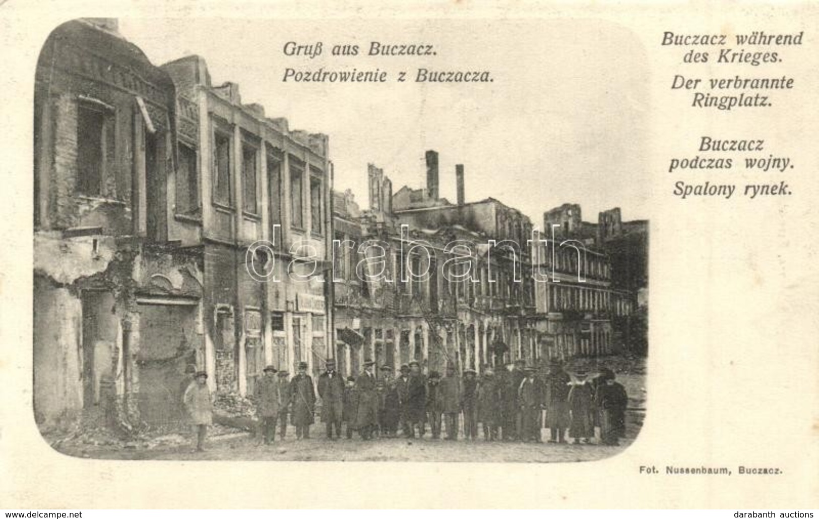 ** T1 Buchach, Buczacz; Während Des Krieges, Der Verbrannte Ringplatz / During The War, The Burnt Down Main Square, Ruin - Ohne Zuordnung