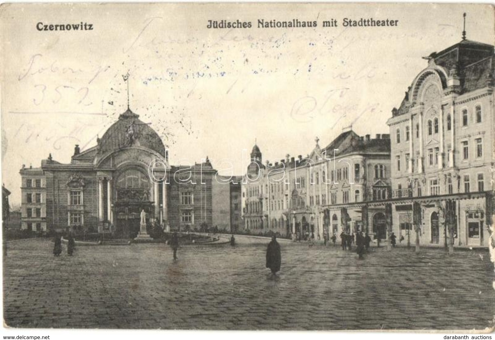 T2/T3 1915 Chernivtsi, Cernauti, Czernowitz; Jüdisches Nationalhaus Mit Stadttheater / Jewish National House, Theatre +  - Ohne Zuordnung