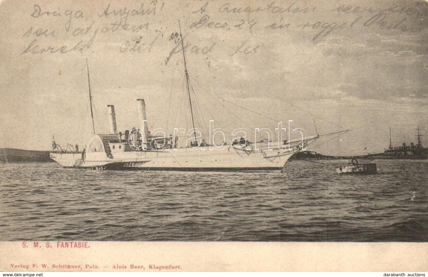 T2/T3 1908 SMS Fantasie Osztrák-magyar Haditengerészet Kerekes Gőzhajója, 'admirálishajó' / K.u.K. Kriegsmarine Raddampf - Ohne Zuordnung