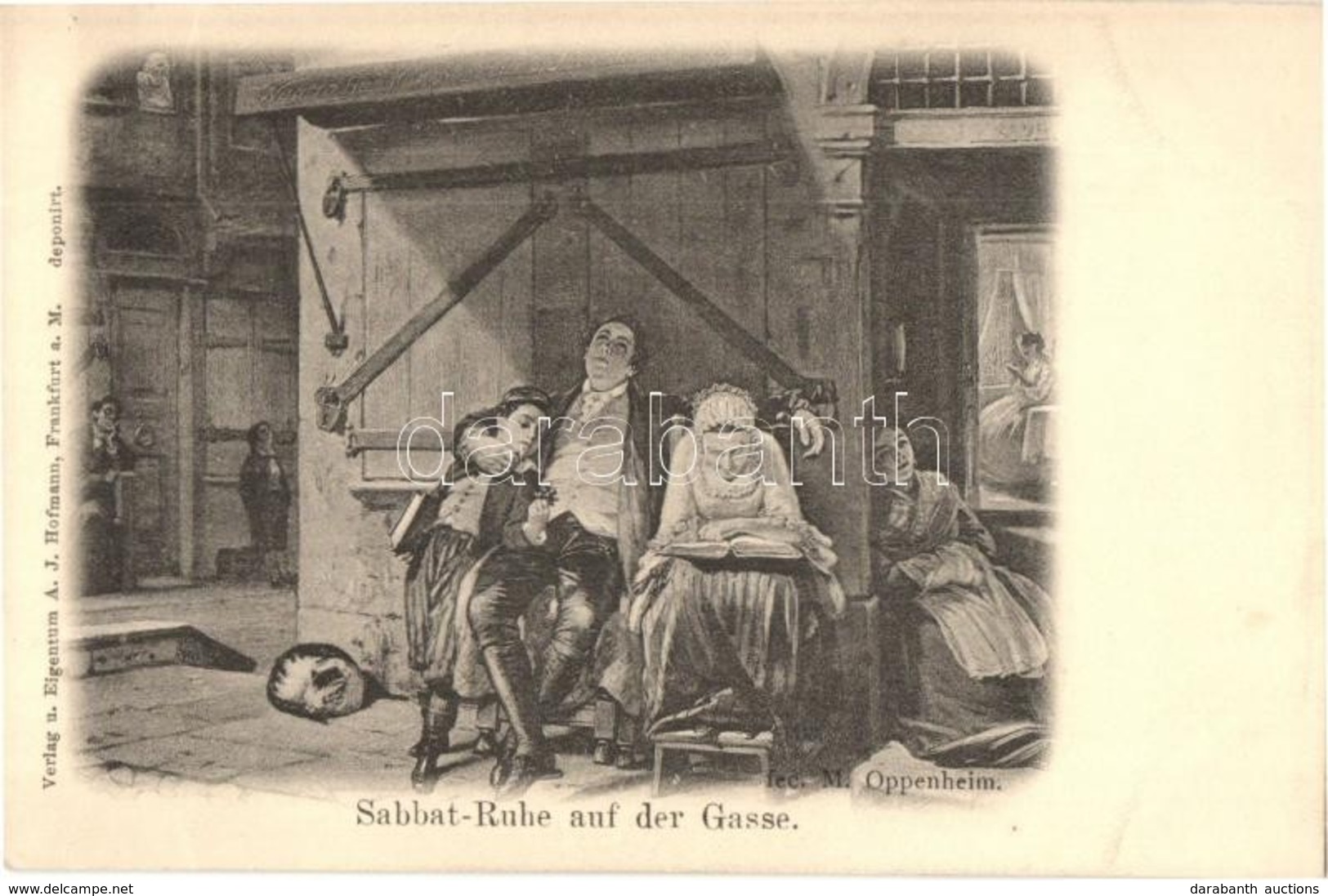 ** T1/T2 Sabbat-Ruhe Auf Der Gasse / Shabbat On The Street. Judaica Art Postcard, A.J. Hofmann S: M. Oppenheim - Ohne Zuordnung