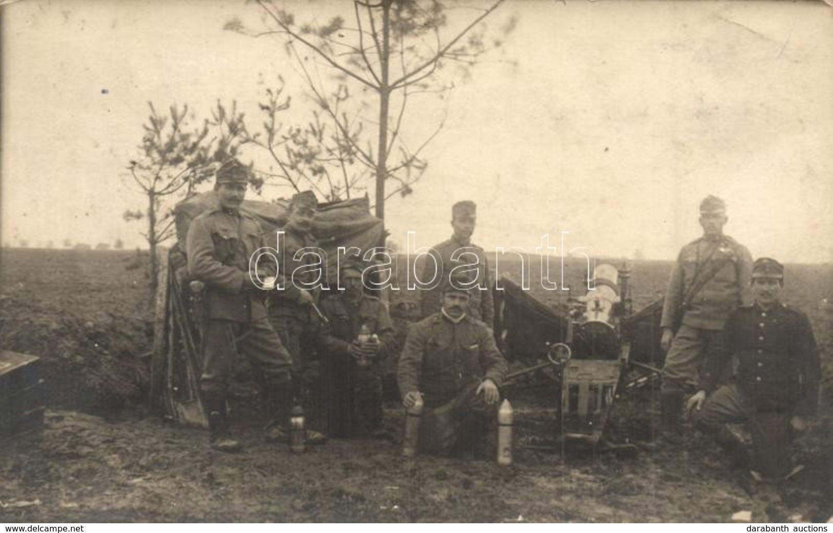 T2/T3 ~1917 Osztrák-magyar Katonák Töltényekkel és ágyúval / WWI K.u.k. Military, Soldiers With Cartridges And Cannon. P - Non Classés