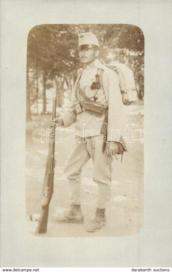 ** T2 Első Világháborús Osztrák-magyar Katona Teljes Menetfelszerelésben / WWI K.u.k. Soldier In Full Gear. Photo - Non Classés