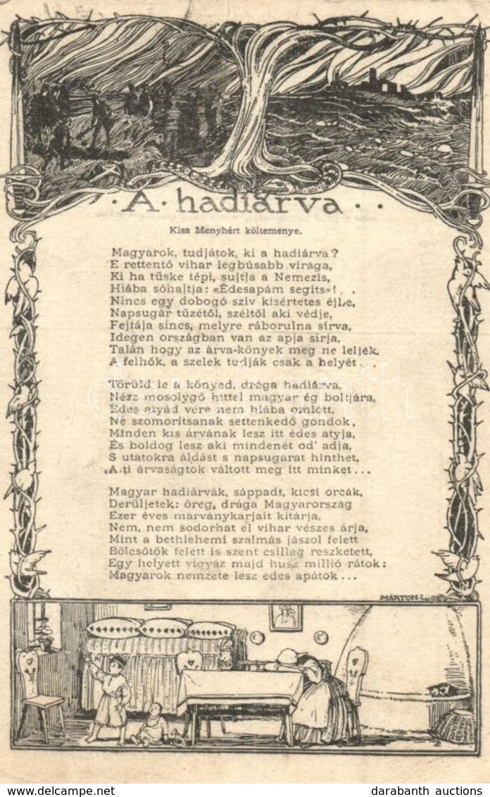 T2/T3 1916 A Hadiárva. Kiss Menyhért Költeménye; Országos Gyermekvédő Liga Kiadása / WWI HUngarian Military War Orphan.  - Ohne Zuordnung