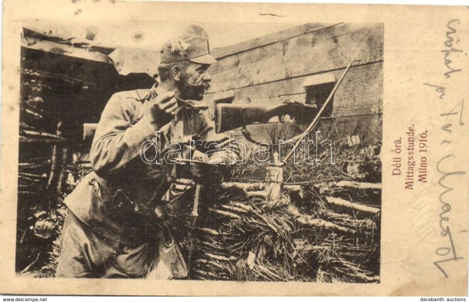 T2/T3 1916 Milno, Déli óra. 19. Gyalogezred Hadialbumából / Mittagsstunde / WWI K.u.k. Inf.-Reg. Nr. 19. Midday In Mylne - Ohne Zuordnung