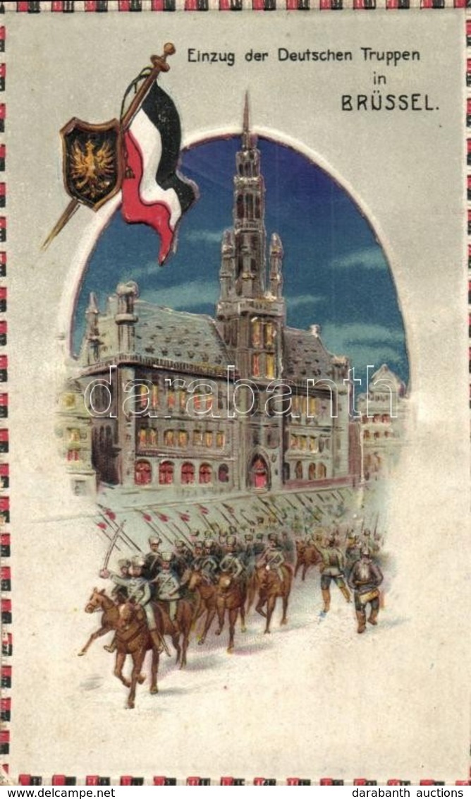 ** T2/T3 Einzug Der Deutschen Truppen In Brüssel / WWI Entry Of The German Troops To Brussels. M.S.i.B. 58. Coat Of Arms - Ohne Zuordnung