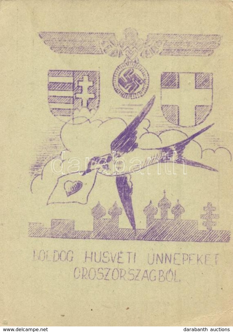 ** T2/T3 1942 Boldog Húsvéti Ünnepeket Oroszországból! Tábori Postai Levelezőlap/ WWII Hungarian Military Easter Greetin - Non Classificati