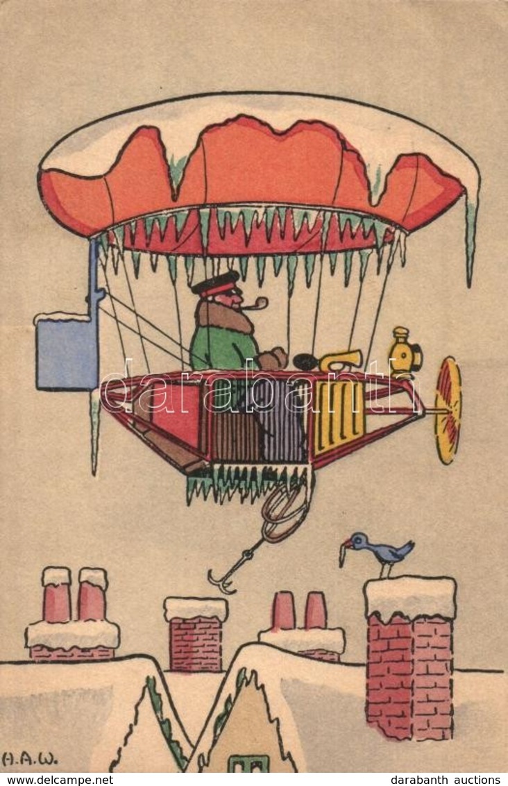 ** T1/T2 Humorous Airship Art Postcard. M. Munk Vienne No. 514. S: H.A.W. - Ohne Zuordnung