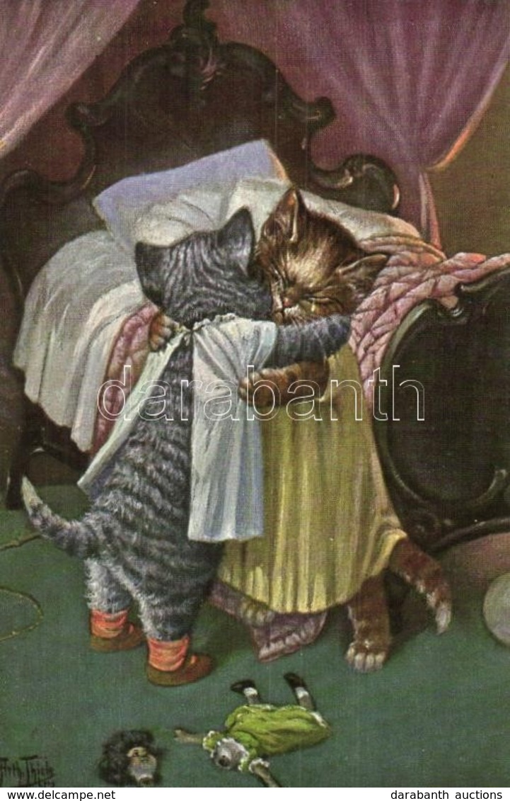 ** T2 Cats Hugging And Crying. T.S.N. Serie 1830. S: Arthur Thiele - Non Classés