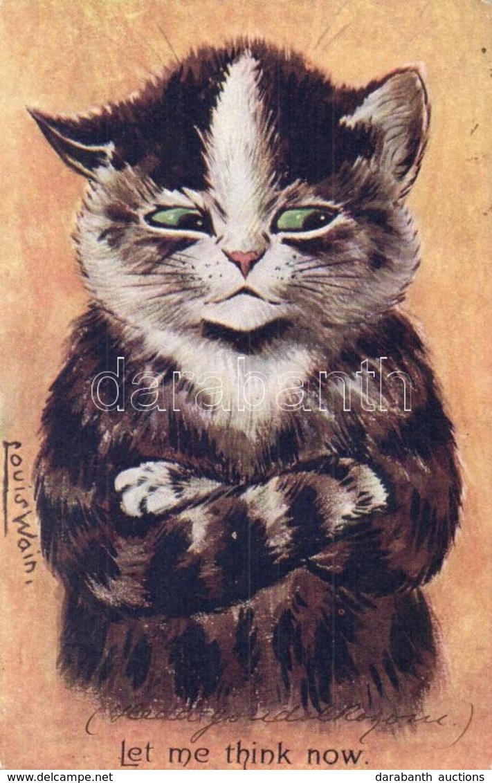 T2/T3 Let Me Think Now. / Cat Art Postcard. C.W. Faulkner & Co. No. 453 A. S: Louis Wain (fl) - Ohne Zuordnung