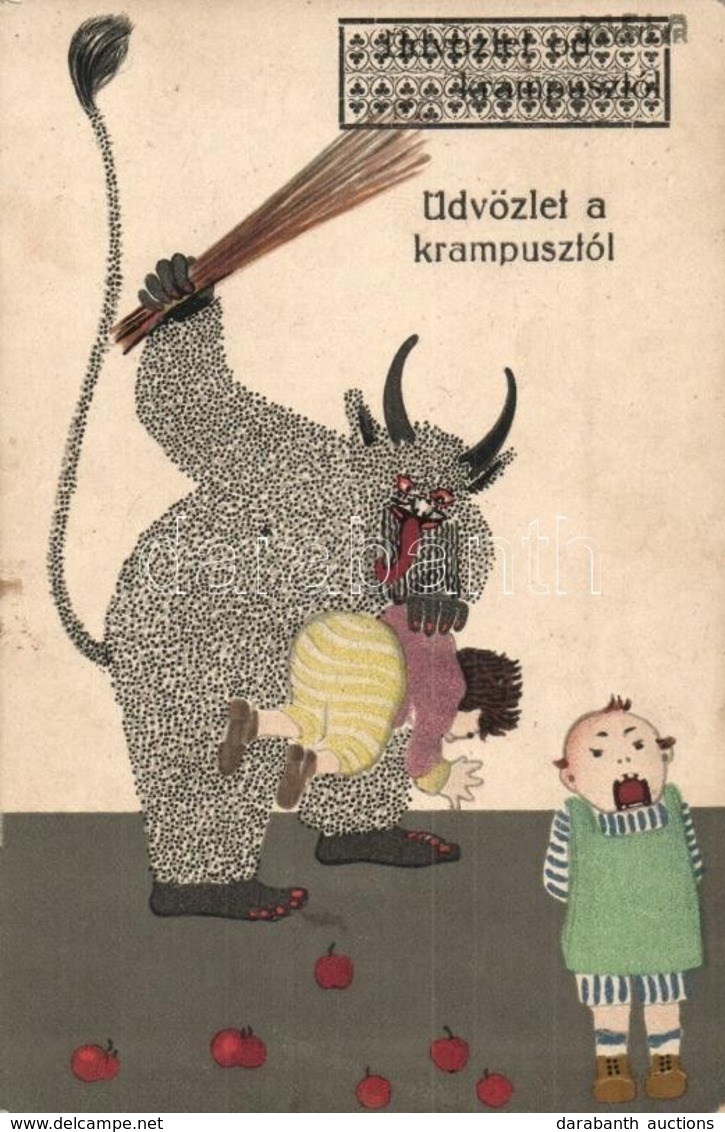 T2/T3 1931 Üdvözlet A Krampusztól / Krampus Art Postcard. Wiener Werksätte No. 527. S: Mela Koehler - Ohne Zuordnung