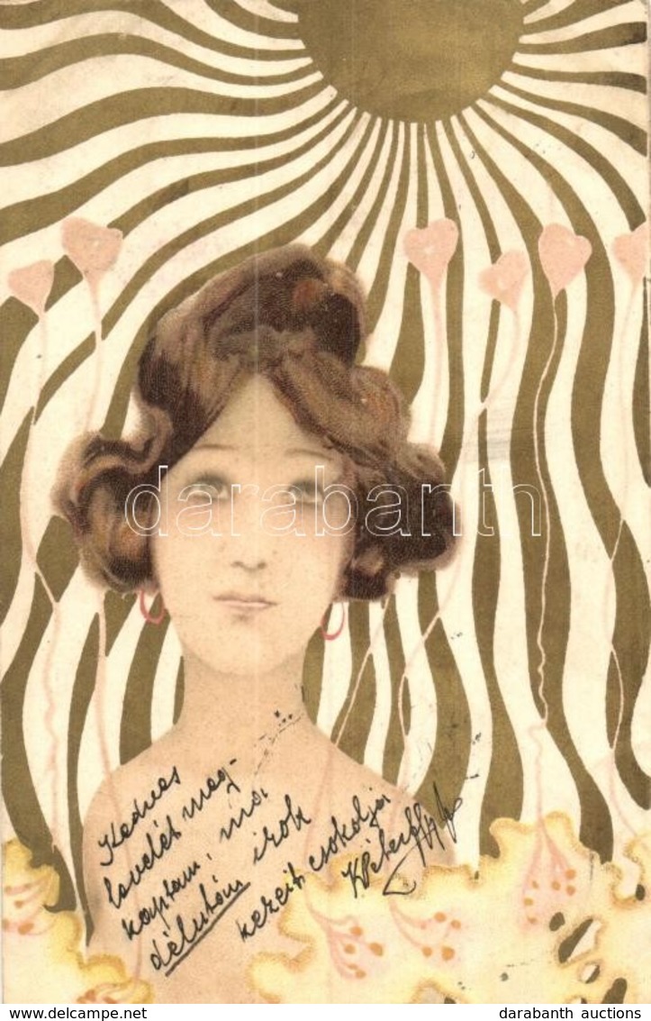 T2 1901 Art Nouveau Lady. Unsigned Raphael Kirchner Litho - Non Classés