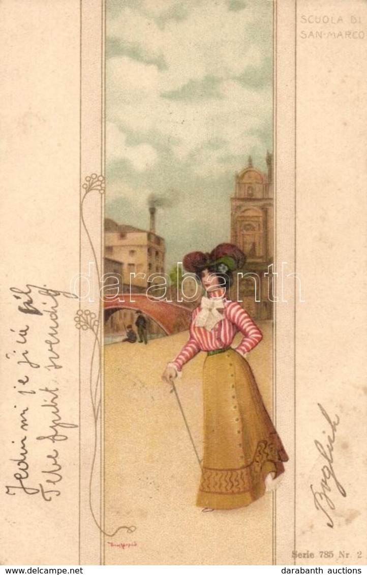 T2/T3 1902 Scuola Di San Marco. Hungarian Art Nouveau Postcard. Serie 785. Nr. 2. Litho  S: Basch Árpád - Non Classificati