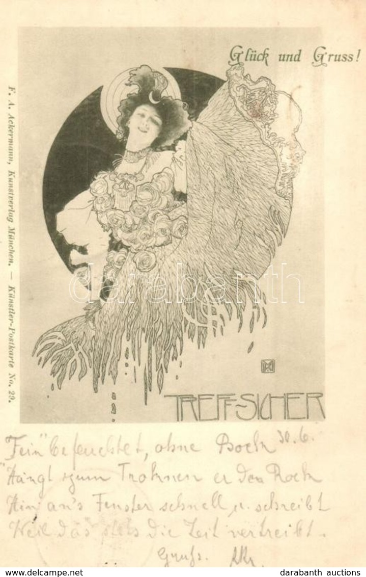 * T2 1897 (Vorläufer!) Glück Und Gruss! Treff-Sicher. F.A. Ackermann Künstlerpostkarte No. 29. Art Nouveau S: Koloman Mo - Ohne Zuordnung