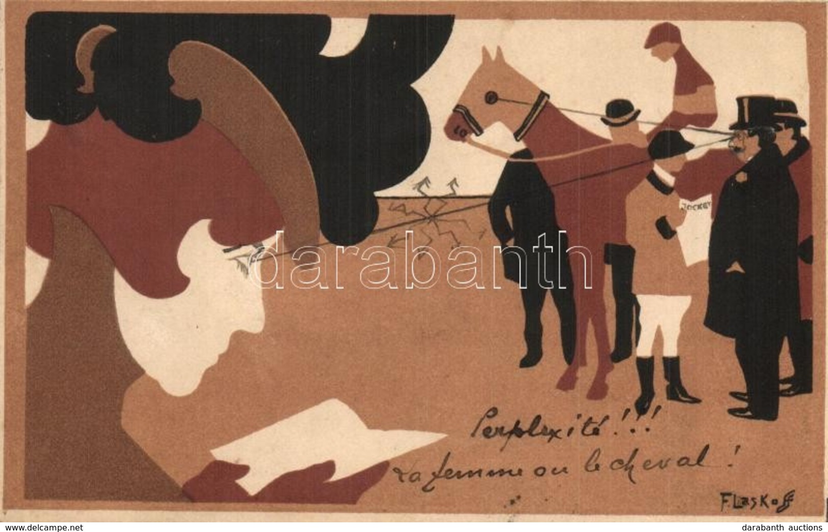 * T2 1905 Jockey / Art Nouveau Postcard. Officine G. Ricordi & C. Milano Deposto 133. S: Franz Laskoff - Ohne Zuordnung